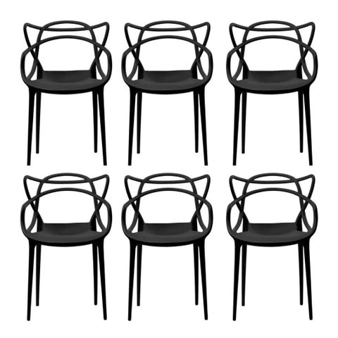 Kit 6 cadeiras Allegra Design Moderno em Polipropileno Empilhável – Para Sala, Cozinha e Escritório 