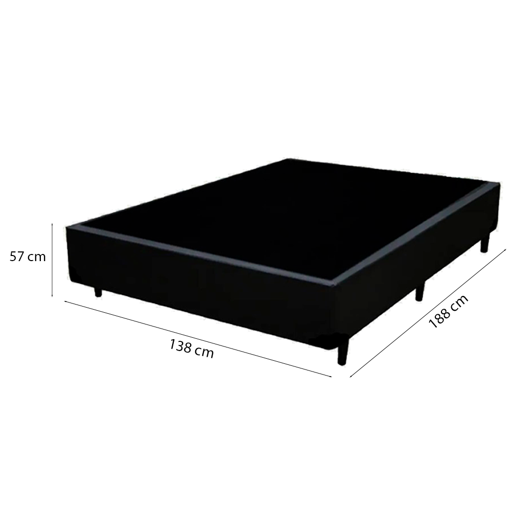 Cama Box Casal 138 Tecido Sintético Preto Com Colchão Alegro Espuma D28 Bello Box Cinza - 3