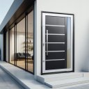 Ver imagem 2 de Porta Pivotante Alumínio Lambril Miraggio c/Pux.e.Elite Mix Preto 240x130 Brimak