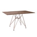 Ver imagem 1 de Mesa Eiffel Retangular 120x75 Tampo De Madeira Amendôa Com Base De Ferro Cobre