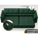Ver imagem 5 de Sofá com Carregador Usb Retrátil Reclinável Montreal 2,10m Velosuede Verde - Netsofas