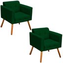 Ver imagem 1 de Kit 2 Poltronas Decorativas Pés Palito Karen Suede Verde - Gran Belo