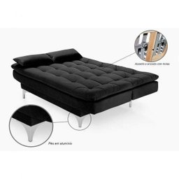 Sofá Cama 3 Lugares Pratic Espresso Móveis - 4