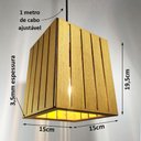 Ver imagem 2 de Luminária Teto Pendente Lustre Madeira Mdf Rústica Freijó