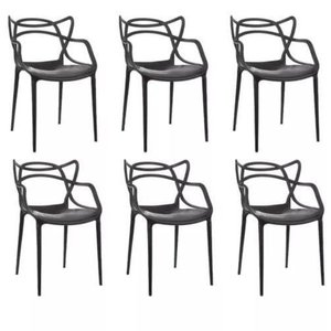 Kit 6 Cadeiras de Jantar Allegra Preta