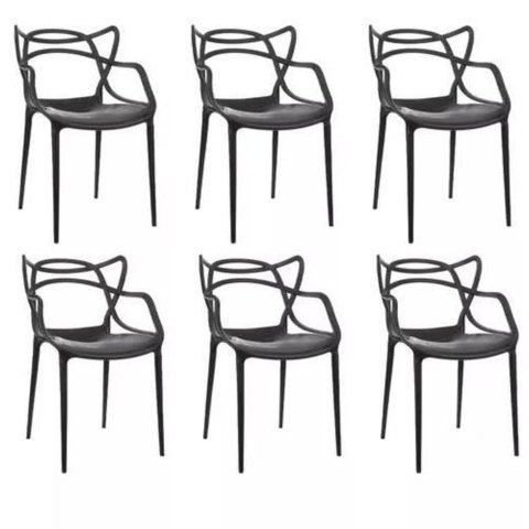 Kit 6 Cadeiras de Jantar Allegra Preta