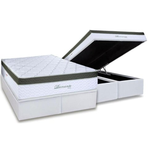 Cama Box Baú King: Colchão Molas Masterpocket Ensacadas Paropas Diamante Extra White + Base Crc