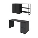 Ver imagem 3 de Escrivaninha 1,5m C/ Balcão Lateral Armário Aéreo e Nicho F5 Cor:preto