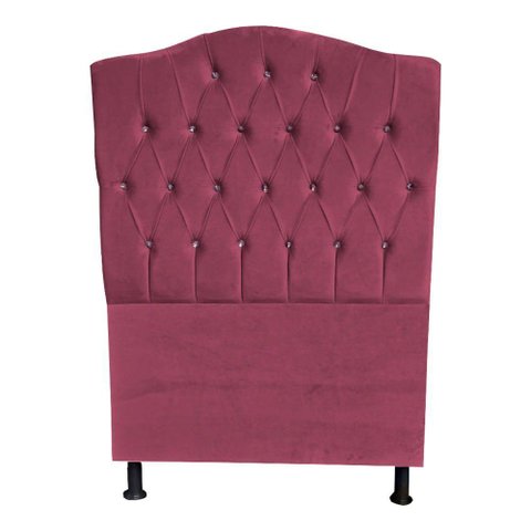 Cabeceira de Cama Box Princesa Solteiro 90 Cm Botão Strass Suede Rosê Eli Móveis