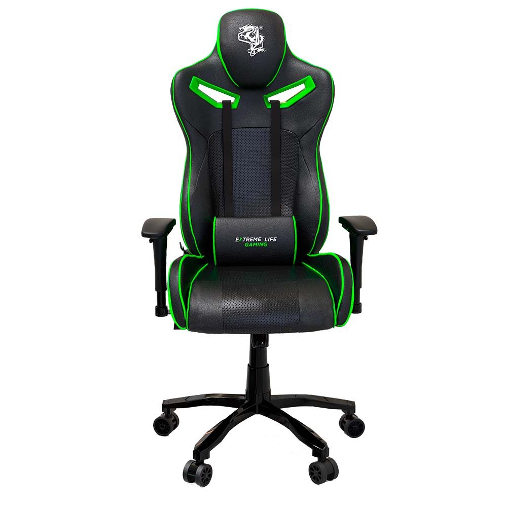 Cadeira Gamer Super Premium Reclinável Preta/verde - Elg