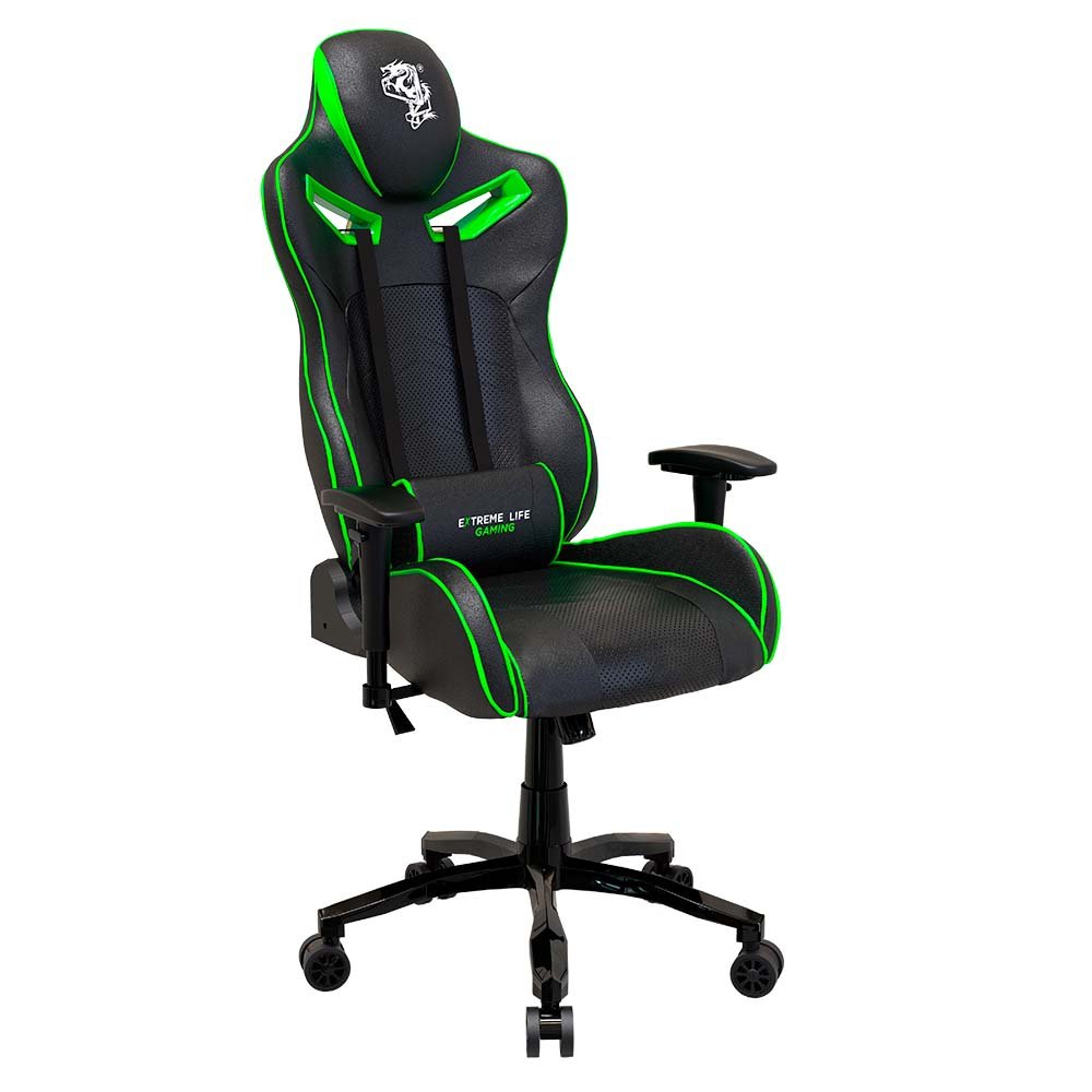 Cadeira Gamer Super Premium Reclinável Preta/verde - Elg - 7