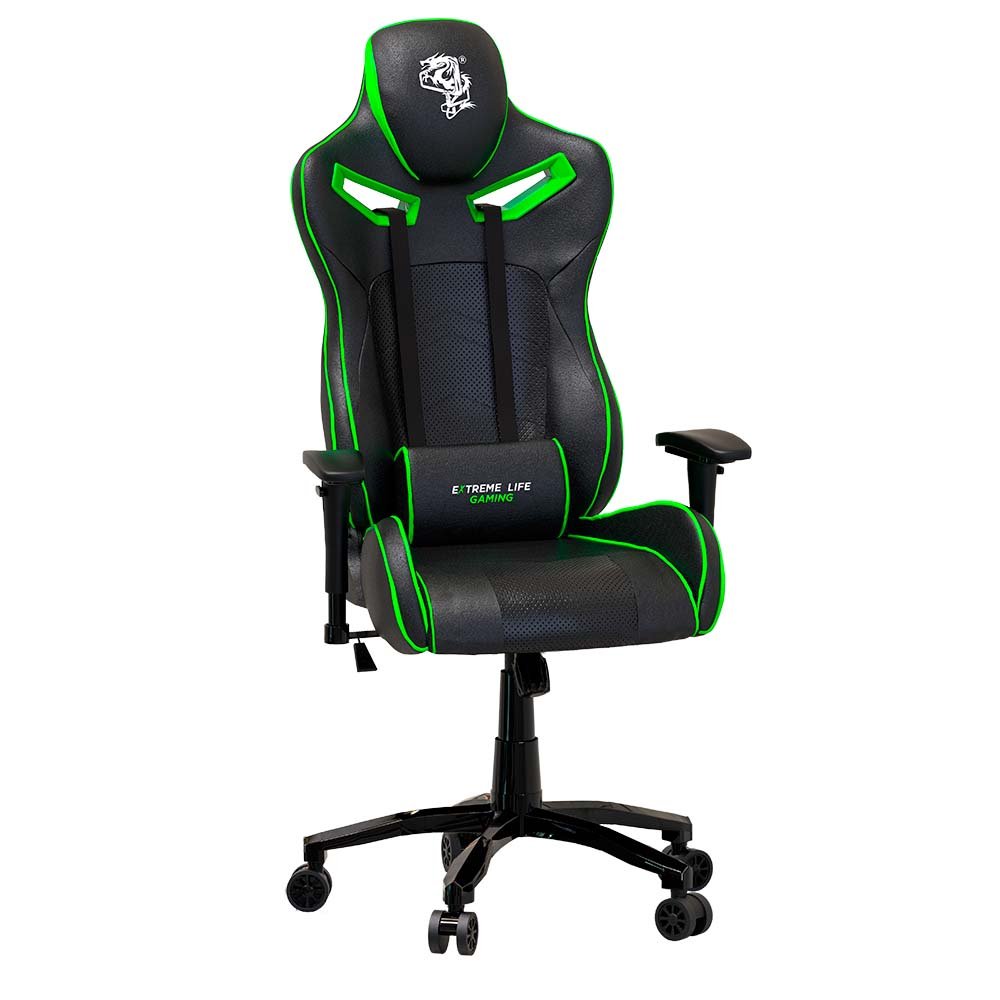 Cadeira Gamer Super Premium Reclinável Preta/verde - Elg - 3