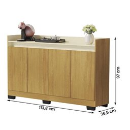 Aparador Buffet Sala Lord 4 Portas Mel/Perola - 4