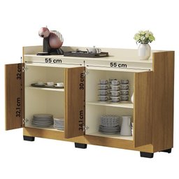 Aparador Buffet Sala Lord 4 Portas Mel/Perola - 3