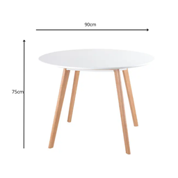 Conjunto Mesa de Jantar Redonda Leda 90cm com 4 Cadeiras Estofadas Tampo Mdf Base em Madeira Maciça - 7