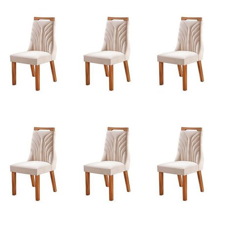 6 Cadeiras para Mesa de Jantar Estofada - Veneza - Lj Móveis