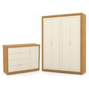 Ver imagem 1 de Jogo de Quarto Infantil com Guarda Roupa 4 Portas e Cômoda Tutto New Off White/Freijó - Matic Móveis