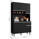 Ver imagem 3 de Kit Cozinha Fernanda 105cm 6 Portas 1 Gaveta Preto - Bela Móveis