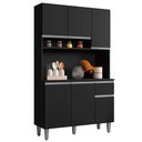 Ver imagem 1 de Kit Cozinha Fernanda 105cm 6 Portas 1 Gaveta Preto - Bela Móveis