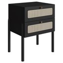 Ver imagem 1 de Mesa de Cabeceira com 2 Gavetas Pés Madeira Arlo A10 Nero/preto - Mpozenato