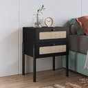 Ver imagem 2 de Mesa de Cabeceira com 2 Gavetas Pés Madeira Arlo A10 Nero/preto - Mpozenato