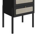 Ver mais imagens de Mesa de Cabeceira com 2 Gavetas Pés Madeira Arlo A10 Nero/preto - Mpozenato