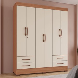 Guarda-Roupas Porto Rico 100% MDF Tuboarte 6 Portas 4 Gavetas