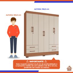 Guarda-Roupas Porto Rico 100% MDF Tuboarte 6 Portas 4 Gavetas - 3