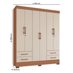 Guarda-Roupas Porto Rico 100% MDF Tuboarte 6 Portas 4 Gavetas - 2