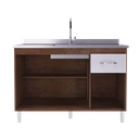 Ver imagem 2 de Balcão Para Pia De 120 Cm Sem Tampo Suiça Fidelita Com 3 Portas 1 Gaveta Noce Off White