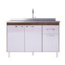 Ver imagem 3 de Balcão Para Pia De 120 Cm Sem Tampo Suiça Fidelita Com 3 Portas 1 Gaveta Noce Off White