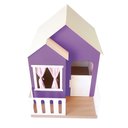 Ver mais imagens de Casinha de Brinquedo Artesanal Janela Lateral Versátil com Cortinas Mdf Roxo/branco L12 - Criança Fe