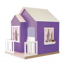 Ver imagem 1 de Casinha de Brinquedo Artesanal Janela Lateral Versátil com Cortinas Mdf Roxo/branco L12 - Criança Fe
