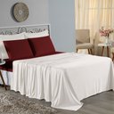 Ver imagem 1 de Jogo de Cama Casal Viúva Nobre 4 Peças Malha 100% Algodão - Palha / Vinho