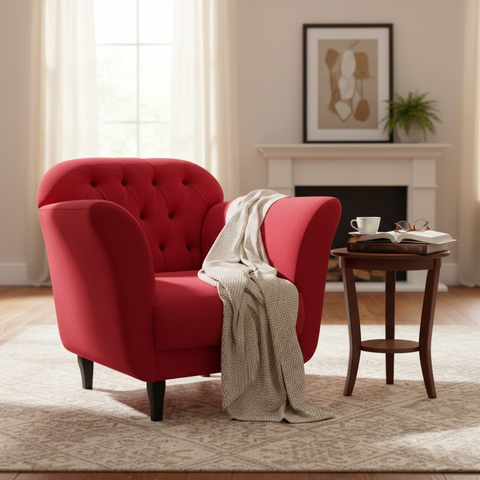 Poltrona Decorativa Dália Veludo Vermelho