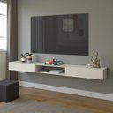 Ver imagem 2 de Nicho Suspenso Impacto 120cm Mdp com 2 Portas Basculantes para Sala Painel de Tv Escritório:off Whit