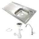 Ver imagem 1 de Pia Inox Fabrinox PSD1000D 100x52cm, cuba direita, kit completo