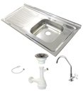 Ver imagem 1 de Pia Inox Fabrinox PSD1000D 100x52cm, cuba direita, kit completo