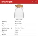 Ver imagem 7 de Pote Hermético de Borossilicato 1,1L Transparente 15x8x8cm Mantimentos Cozinha