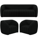 Ver imagem 1 de Kit Sofá 5 Lugares para Sala 332cm com 02 Poltronas Lazio M03 Veludo Preto - Lyam Decor