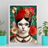 Quadro Frida Kahlo - Gatinha 45x34cm:moldura Branca - 2