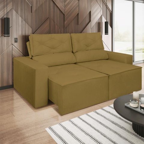 Sofá Reclinável Retrátil 2,00m Luxo 3 Lugares Sala de Estar Cor:capuccino