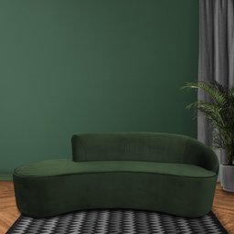 Sofá Curvo 3 Lugares 180cm Eron Braço Esquerdo Veludo Verde - Nexta Casa - 2