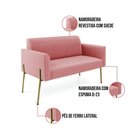 Ver imagem 4 de Sofá Namoradeira 2 Lugares Pé de Ferro Dourado Marisa Suede D03 Rose