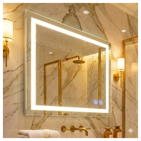 Espelho 90x90 Cm C/ Desembaçador Bivolt Led 3 Cores Temperaturas Frio Neutro e Quente