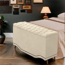 Ver imagem 5 de Calçadeira Baú Casal Estofada Maitê Veludo Bege Claro