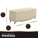 Ver imagem 2 de Calçadeira Baú Casal Estofada Maitê Veludo Bege Claro