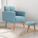 Ver imagem 1 de Conjunto de Poltrona e Puff Decorativos Miller Boucle Azul