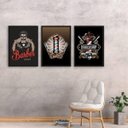 Ver imagem 1 de Kit Quadro Decorativo Símbolos Barber Shop 45x34cm 3 Peças