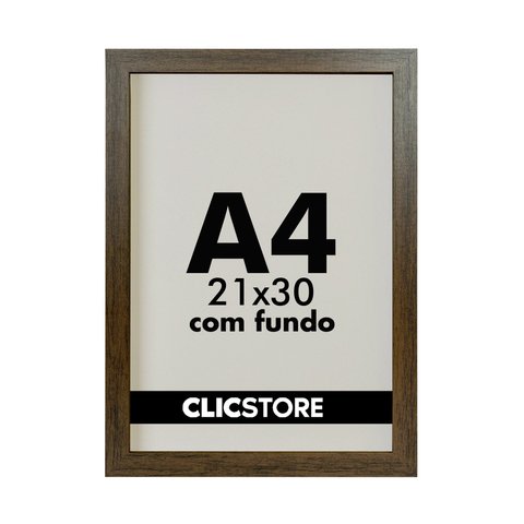 Kit 2 Moldura A4 21x30cm com Fundo para Quadros Fotos Álvara Certificados Cursos Cor:Tabaco